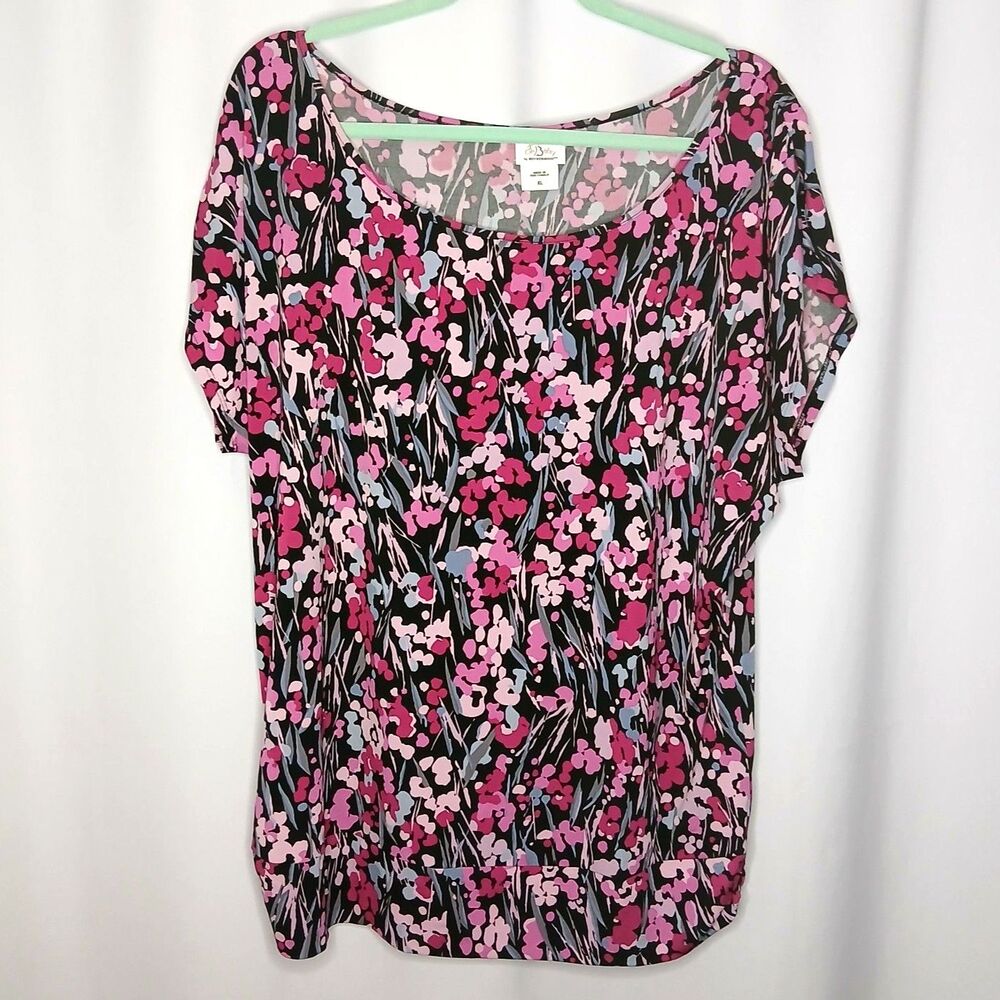 Oh Baby by Motherhood Maternity Floral Top Short Slv Stretch Blouse Womens XL